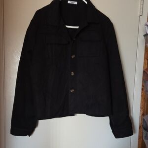 Corderoy Black Button-Up Jacket